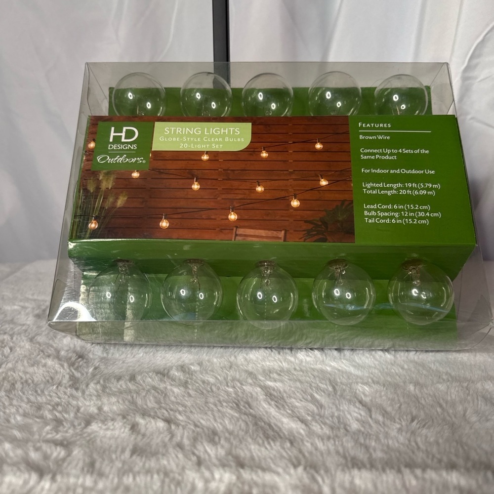 HD Designs Globe String Lights Outdoor Indoor 20 Bulb 20ft Patio Decor